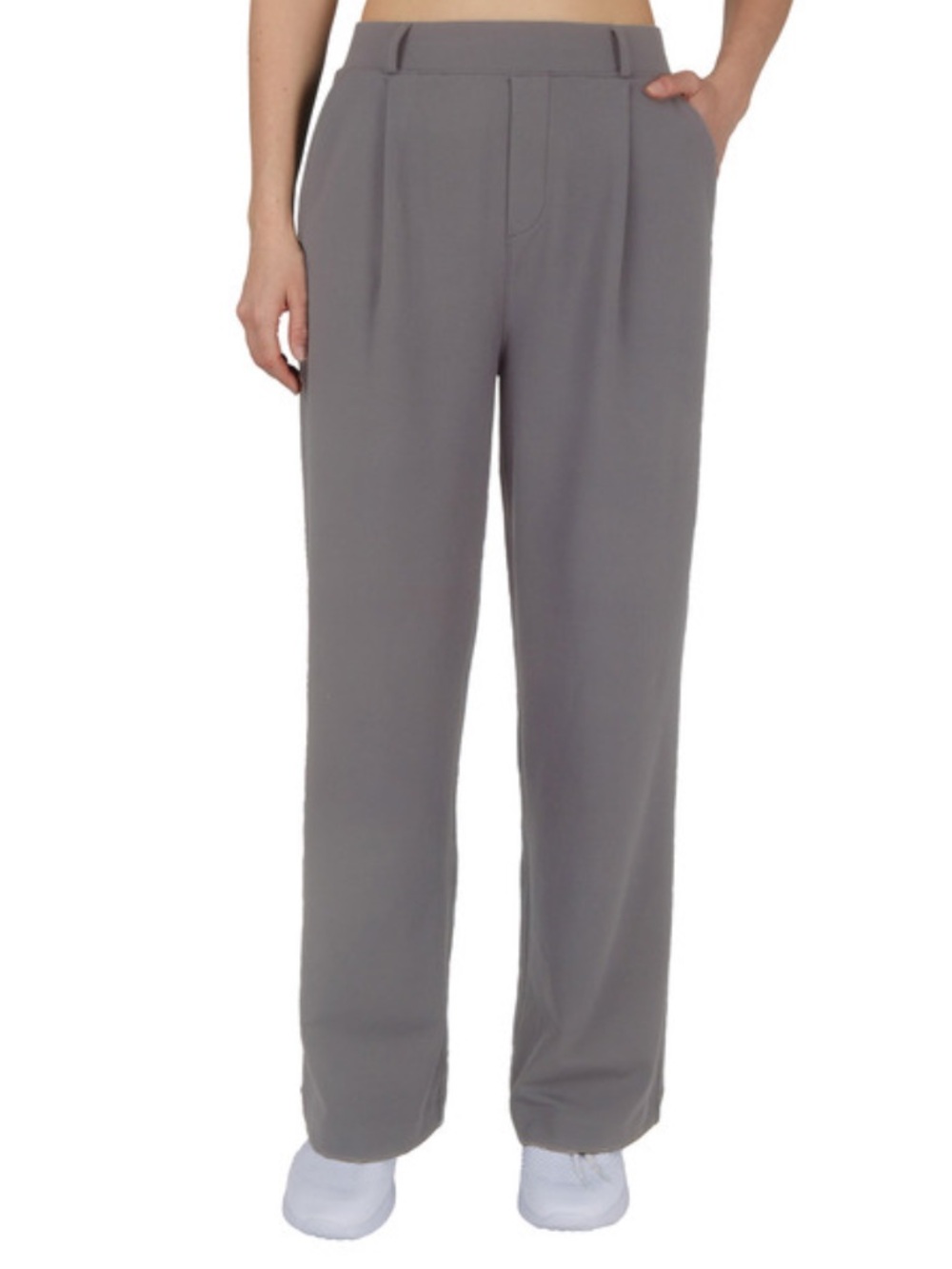 Reflex Knit Pleated Trouser Pant with Stretch Grey Large
